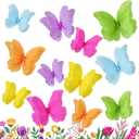 Feifeiya 12 Pcs 3D Paper Hanging Butterflies, Butterfly Party Decorations 3D Paper Decoration for Baby Shower Nursery Wall Party Decorations(Bright)