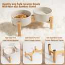 Elevated Ceramic Dog Bowl Set - Raised Dog Bowls with Non-Slip Bamboo Stand - Dog Food and Water Bowl Set - Double Dog Feeding Bowls - Suitable for Small and Medium Dogs - 3.6 Cups