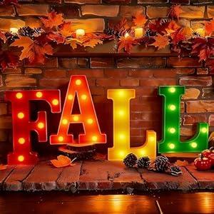 4PCS Fall Decorations for Home - Fall Lights Signs, Thanksgiving Table Centerpiece Fall Party Decorations for Fireplace Wall Indoor Harvest Autumn Home