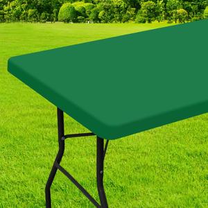 homing Rectangle Table Cloth Cover, Waterproof Polyester Elastic Fitted Tablecloth, Fits for 6 Foot Folding Tables, Washable Table Protector for Picnic, Camping, Outdoor (Hunter Green, 30" x 72")