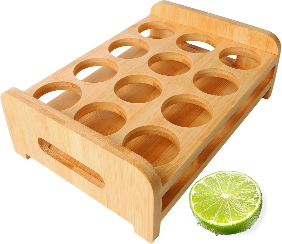 INFTYLE Shot Glasses Set Shot Glass Tray Holder with 12 Holes Serving Stand Organizer for Tequila Whiskey Brandy Vodka Rum Party Club Bar Home Spirit Tasting Gift (Only Tray, Cups Not Included)