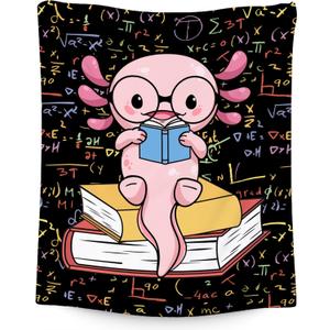 Axolotl Blanket - Reading Blankets for Toddler/Kids/Teens - 60x80 Inch Soft Flannel Daughter Gifts Throw for Bedroom Couch Office (Pink)