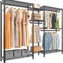 VIPEK Classic V6 Medium Wire Garment Rack Heavy Duty Clothes Rack for Hanging Clothes, Metal Freestanding Closet Wardrobe Racks 59.8" L x 14.6" W x 76.4" H, Max Load 750lbs, Black