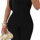 Hafailia Summer Jumpsuits for Women 2026 - Sexy Sleeveless One Piece Bodycon Jumpsuit High Waisted Club Outfits Catsuits (XS)