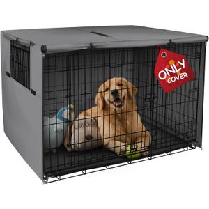 Explore Land Dog Crate Cover Heavy Duty Polyester Pet Kennel Sunshade Universal Fit for 42 inches Wire Cage (Grey)
