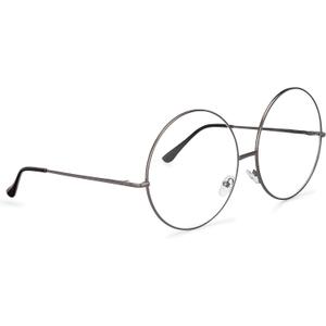 grinderPUNCH XXL Super Oversized Fashion Glasses Round Circle Frame Clear Lens (Gunmetal)