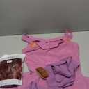 Halloween Princess Cosplay Costume for Women Pink Dress Outfits Burgundy Curly Wig Headband for Halloween Party,Medium