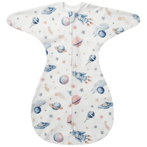ZIGJOY Shark-Fin Swaddles for Newborns - 1.0 Tog Baby Sleep Sack Soft Cotton Swaddle Wearable Blanket with 2-Way Zipper