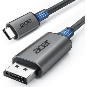 acer USB C to DisplayPort Cable 6.6 FT (4K@60HZ 2K@165Hz), Type-C to DisplayPort Cord (Sturdy Aluminum, Plug & Play) Thunderbolt 3/4/5 Compatible with MacBook Pro/Air, iPhone 16 Pro/Max