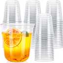 12oz Disposable Stemless Glasses,PET Disposable Drinking Cups,Cold Party Clear Plastic Glasses for Parties Birthday,Wedding,Meeting,Christmas Party Supplies. (100)