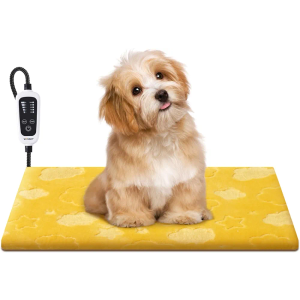 WOOMER Pet Heating Pad for Cats and Dogs, Includes Two Removable Covers, Heated Bed with Steel-Wrapped Cord, Waterproof and Chew-Resistant, 18”×18” Medium Size for Cats, Small Dog, Chick, and Rabbits