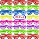 PREXTEX Mega Pack 100 Pairs of Kids Plastic Shutter Shades Glasses - Shades Sunglasses - Eyewear Party Favors and Party Props - Assorted Colors - Last Day of School Gifts for Kids