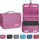 Toiletry Bag Travel Bag with Hanging Hook, Waterproof Capacity Hanging Multifunctional Makeup Bag for Toiletries, Portable Cosmetic Bag Travel Organizer for Women and Men(Purple)