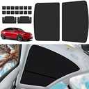 KUNIST Non-Sag Roof Sunshades for Tesla Model Y 2025, Upgraded Foldable Sunroof Shade Sunshade Roof Sun Shade for Tesla Model Y Accessories 2021-2025 (Ice Black) Pack Of 2
