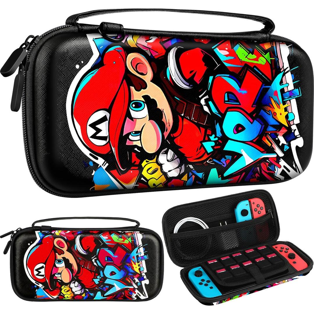 Xinocy Carrying Case for Nintendo Switch/Switch OLED Travel Carry Cases for Kids Boys Teen Girls Cute Kawaii Design Aesthetic Portable Hard Shell Covers Pouch Storage Bag for Nintendo Accessories