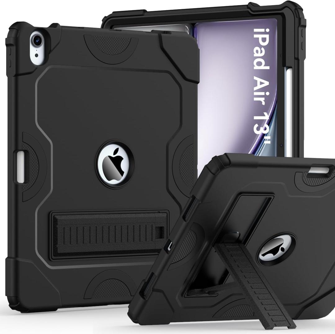 Cantis Case for iPad Air 13 Inch (M4) 2026/ (M3) 2025/ (M2) 2024 with Pencil Holder, Heavy Duty Shockproof Case for i Pad Air 13" Supports Pencil Pro and Pencil (USB-C), Black