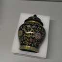 Enamel Ginger Jar with Lid 7.72"H,Handmade Chinoiserie Ginger Jar, Ceramic Vase for Home Decor, Decorative Jar, Black or White (Black)