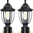 Lamomo Pack of 2 Motion Sensor Outdoor Post Lights, Dusk to Dawn Lamp Post Light Fixture, Waterproof Aluminum Lamp Posts Outdoor Lighting Pole Lantern for Yard Patio Pathway Garden (Black)