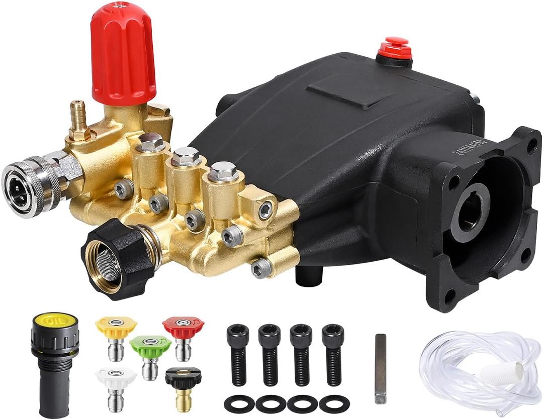 YAMATIC Horizontal Triplex Pressure Washer Pump 3/4" Shaft 2800-3700 PSI @ 2.5 GPM 5-8 HP Replacement Pump Compatible with Honda GC190 GX200 Simpson 90036 40224 40225 40226 Santoprene 41182