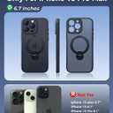 FNTCASE for iPhone 15 Pro-Max Case: [360 Spin Magnetic Stand] [Compatible with Magsafe] [Screen Protector] Translucent Matte Military Grade Shockproof Full Camera Protective Phone Cover - Black