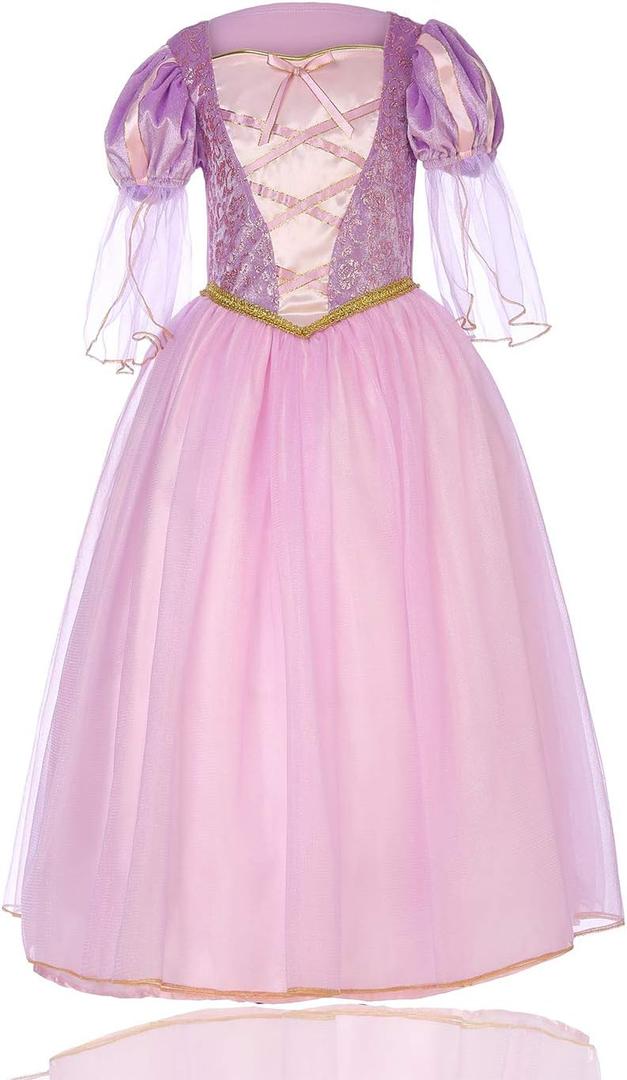 SPUNICOS Toddlers Girls Deluxe Rapunzel Princess Dress Up Costume without Accessories 7-8years