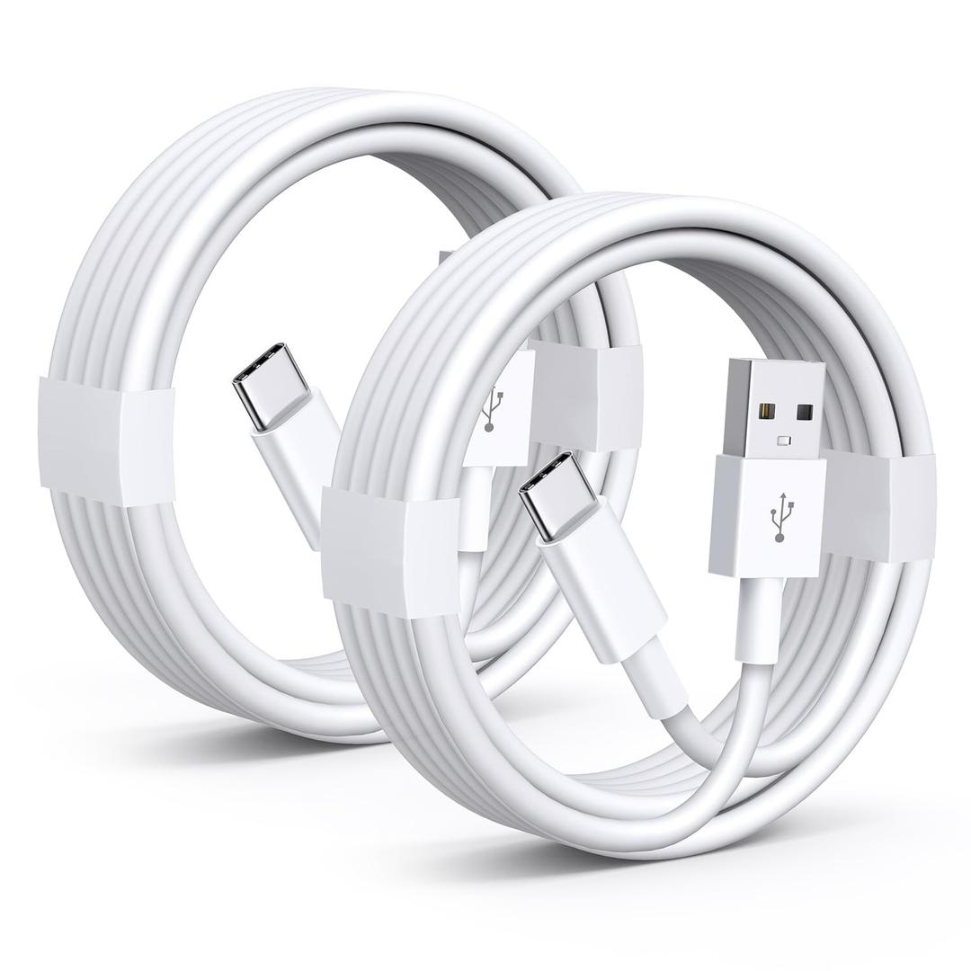 3 x USB to USB C Cable (3.3ft 2Pack), White Type C Charger Cord USB A to USB C Fast Charging Cable for Fire HD 10 8, Samsung Galaxy S25/S24/S23, iPad Pro/Air, iPhone 17 16 Pro