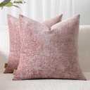 Chenille Throw Pillow Covers Set of 2  Decorative Textured Solid Accent Pillow Cases, Soft Cozy Neutral Home Decor for Couch, Sofa, Chair, Bedroom & Living Room, 16x16, Dusty Rose