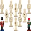 Sumind Christmas Unfinished Nutcracker Christmas Wooden Nutcrackers 5 Inch Xmas Craft Kit Box Paintable Nutcracker Figures for Adults Arts Project Ornaments Decoration(6 Pieces)