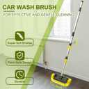 SISUPASSIE 12FT Car Wash Brush with Long Handle, Telescopic Car Wash Brush with Soap Dispenser, 12-Inch Soft Bristle Car Cleaning Brush for Cleaning Car, RV, Truck, Boat, Solar Panels, Yellow