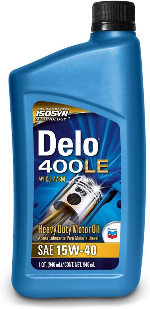 Chevron Delo 400 XLE SAE Synblend Synthetic Blend Diesel Oil 15W40, 12 Quarts, Case of 2 6Qt Boxes