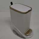 CEROELDA Small Bathroom Trash Can with Lid Soft Close-5L/1.3 Gal Slim Garbage Can-Metal Step Wastebasket-Rectangle Narrow Waste Bin for Office, Bedroom, Toilet, Live Room-White