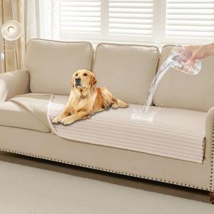HAOMAIJIA Waterproof Couch Cover for Dogs Washable,Faux Fur Pet Couch Covers for Sofa,Soft Dog Bed Cover Non-Slip Couch Covers for 3 Cushion Couch Sofa Pet Friendly (Off White, 35" x 62")