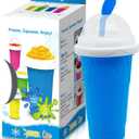 Slushy Maker Cup, Slushie Cup Maker, Milk Cola Juice Squeeze Cup, Magic Quick Freeze Cup, Cooling Cup, Smoothies Cup with Lids and Straws for All Age (Blue)