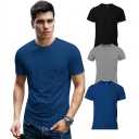 Men's Short Sleeve Crew Neck T-Shirt, S with Modern Cut (Blue)