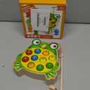 NAODONGLI Magnetic Wooden Fishing Game Toys for Toddlers,Wooden Frog Magnets Fishing Learning Color Sorting Puzzle Montessori Preschool Educational Fine Motor Skills for 3 4 5 Years Old Boys Girls