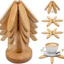 Tree Trivet, Wooden Trivet Tree Set of 4, Tree Trivets for Hot Dishes (Beech Wood)