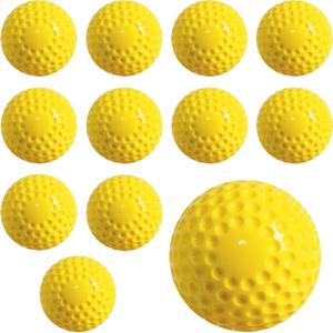 Dimpled Softballs 11 Inch Pitching Machine Softballs for Hitting and Fielding Practice 12PACK one Dozen (yellow)