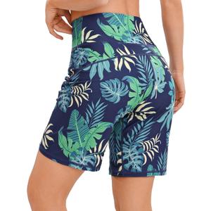 Quenteen Bermuda Shorts for Women 9" Knee Length Athletic Sweat Shorts High Waisted Yoga Jogger (X-Large, Hawaiian Blue)