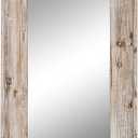 36 X 24 inch Wall Mount Wood Frame Bathroom Vanity Mirror Rustic Horizontal/Vertical Rectangle Mirror for Over Sink, Bedroom, Farmhouse Home Decor (Distressed White)