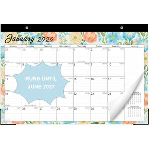 2 x Lbylyhxc 2026 Desk Calendar, 18-Month Calendar Runs from Jan. 2026 to Jun. 2027, Large 17" x 12" Desktop/Wall Monthly Calendar for Home, School or Office (Watercolor Flowers Desk Calendar)