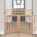 LZRS 2-Panel Freestanding Foldable Wood Dog Gate Solid Wood & Steel Wire, Chew-Resistant Pet Barrier for Indoor Use, Ideal for Small to Medium Dogs, Natural