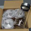 Juice Bottles - 4 Pack Wide Mouth Glass Bottles with Lids - for Juicing, Smoothies, Infused Water, Beverage Storage - 10oz, BPA Free, Stainless Steel Lids, Leakproof, Reusable, Borosilicate