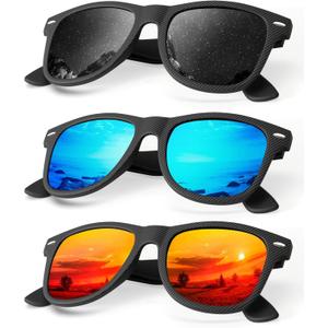 KALIYADI Polarized Sunglasses for Men and Women Matte Finish Sun glasses Color Mirror Lens UV Blocking (3 Pack)