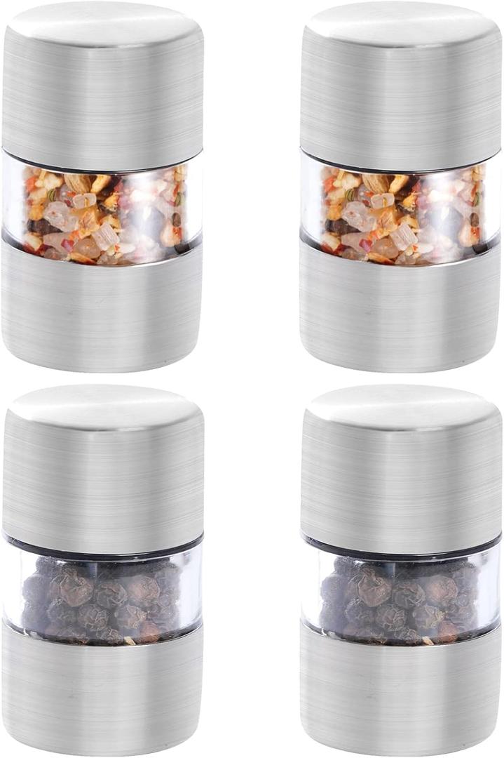 4Pcs Mini Salt and Pepper Grinder Shakers for Home Restaurant Camping Travel