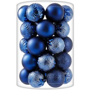 34ct Navy Blue Christmas Ball Ornaments Shatterproof Plastic Christmas Tree Decorations for Xmas Party Home Office Holiday Decor -Medium Size (2.36"/ 60mm)