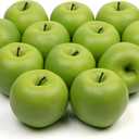 12Pcs Artificial Apples, Fake Fruit Faux Apples for Home Kitchen Table Fruit Bowl Decor, Holiday Decorations, Photography Props (Green)
