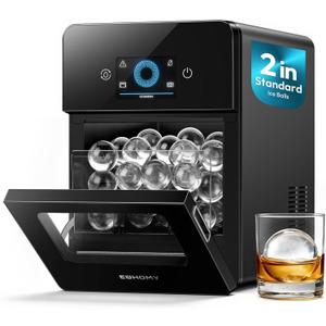 EUHOMY 2" Ice Ball Maker Countertop, 4Pcs Ready in 40Mins, 144Pcs/day, Self-Cleaning Sphere Ice Maker Machine with Crystal Clear Ice, Round Ice Cube Maker for Whiskey & Bourbon