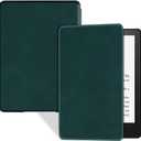 BOZHUORUI Slim Case for 6.8" Kindle Paperwhite (11th Generation - 2021) and Kindle Paperwhite Signature Edition - Lightweight PU Leather Folio Cover with Auto Wake/Sleep (Dark Green)