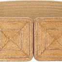 JASGOOD Straw Woven Elastic Belts for Women,Rattan Wide Stretch Belt for Dress Boho Wear Ladies Raffia Braided Square Belt (Fit Waist Size 31"-34", Khaki)