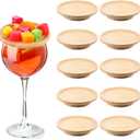 cobee 10 PCS Wine Glass Charcuterie Toppers, Bamboo Round Wine Glass Charcuterie Board Topper Coasters Plate Appetizer Plates for Family Gatherings Christmas Party Restaurants Bars